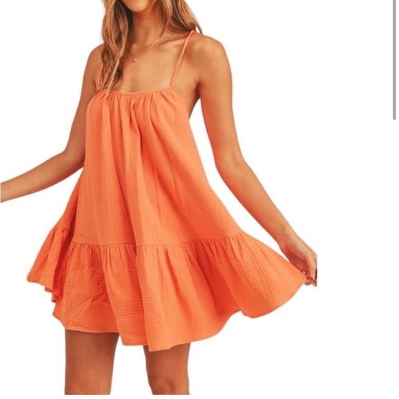 Mable Octavia Mini Dress Orange Cotton Summer Sun Dress - Picture 3 of 11